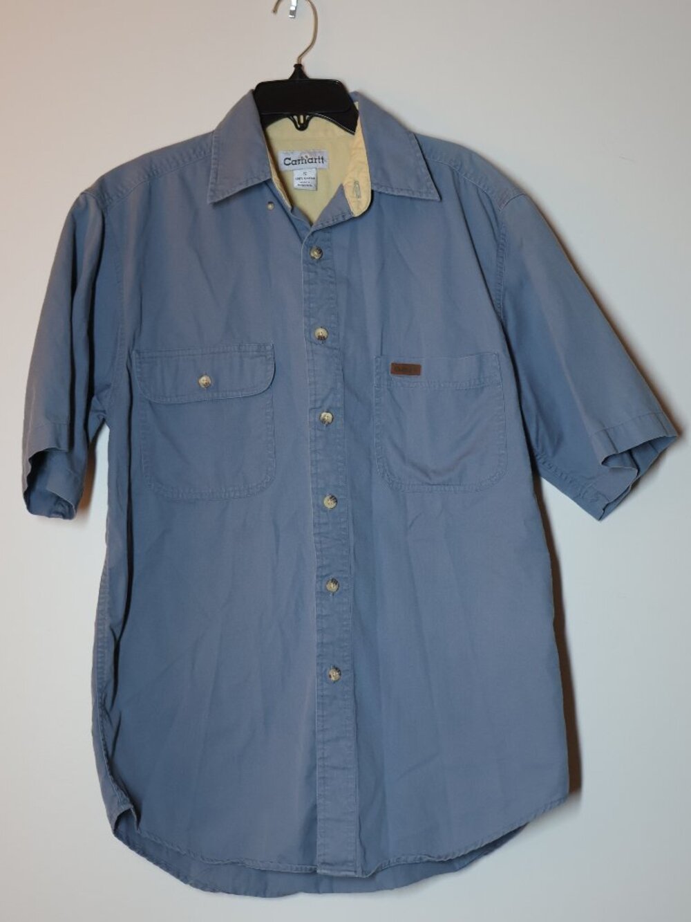 Carhartt Men's Short Sleeve Button Down Tshirt Size Small Blue